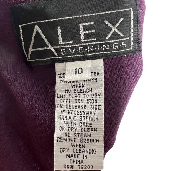 Alex Evenings Size 10 NWT Eggplant Dress Ruched Waist 3/4 Sleeves Sheer Wedding - Picture 16 of 16